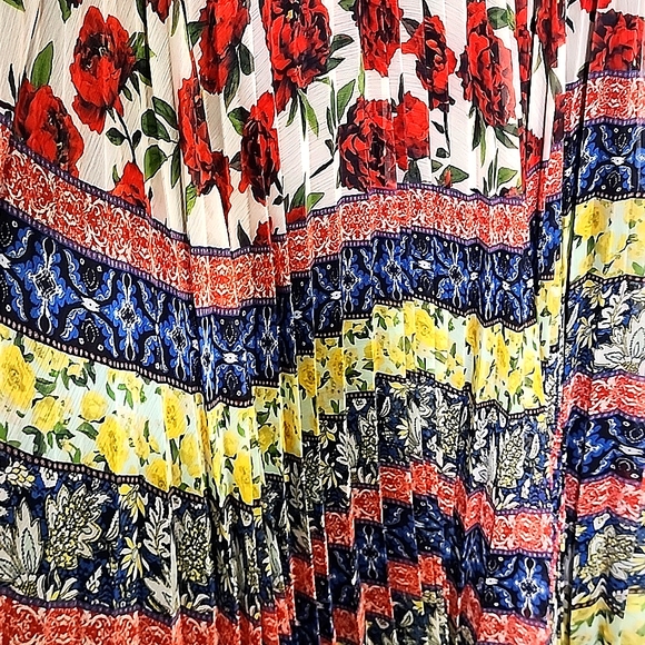 Alice + Olivia katz aysmmertic pleated multi printed Maxi skirt size XL - Picture 5 of 10